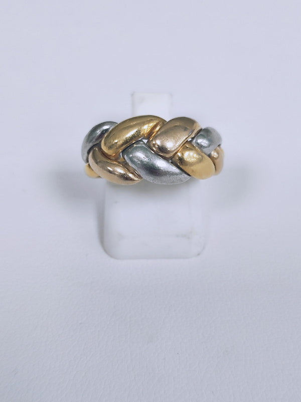 Bague tressée en or jaune et gris 18K T.55