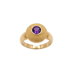 Bague Chevalière Or Jaune 18K - 4.22 G - Taille 53  Améthyst