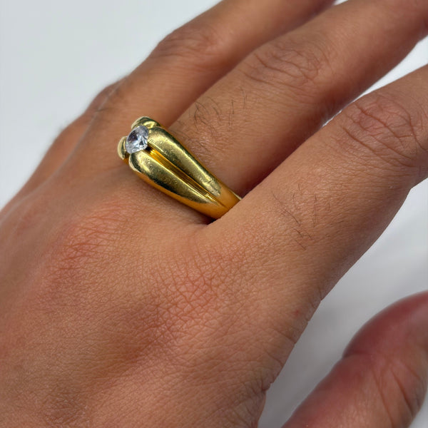 Jonc en Or Jaune 750 avec Zirconium