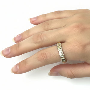 Bague Demi Tour Or Jaune 18K et Diamants - T53 - 2.67gr