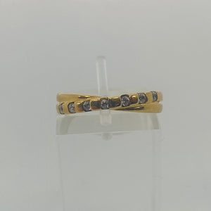 Bague Demi-Tour en Or Jaune 18K & Zirconiums