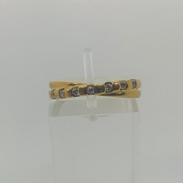 Bague Demi-Tour en Or Jaune 18K & Zirconiums