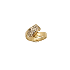 Jonc en Or Jaune 18K avec Diamants - T53 - 6.66gr