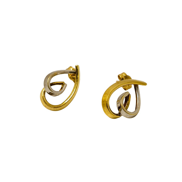 Boucles d'oreilles Or Jaune et Or Gris 18K