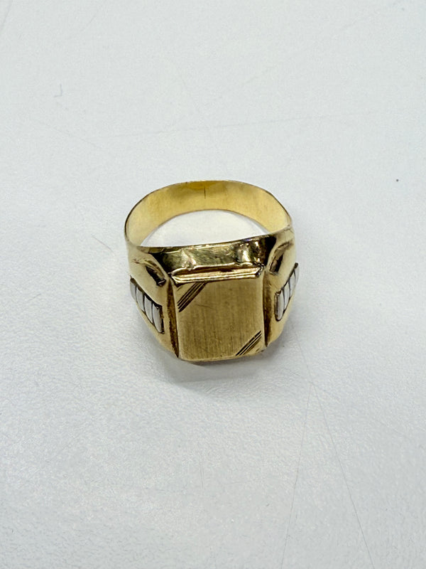Chevalière en Or Jaune et Blanc 18k T61
