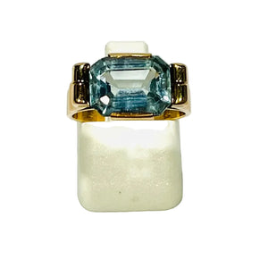 Bague Aigue Marine Or Jaune 18K Taille 52