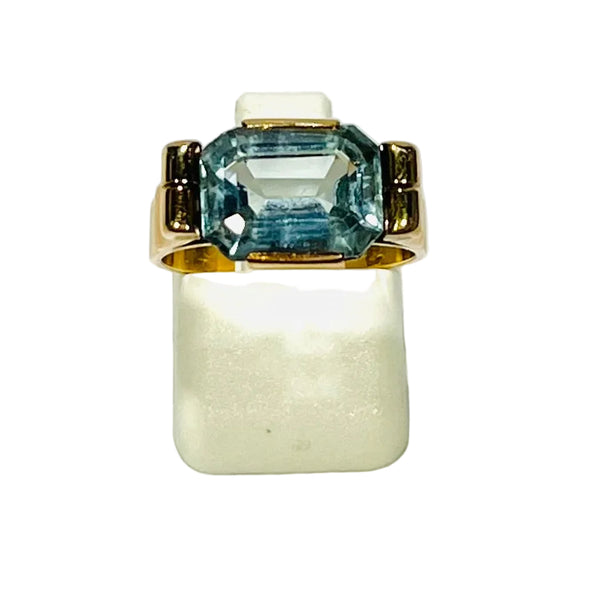 Bague Aigue Marine Or Jaune 18K Taille 52