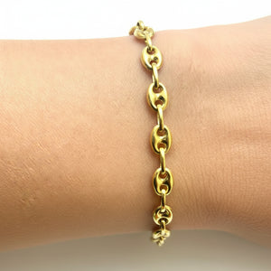 Bracelet Maillon Grain de Café en Or Jaune 18k