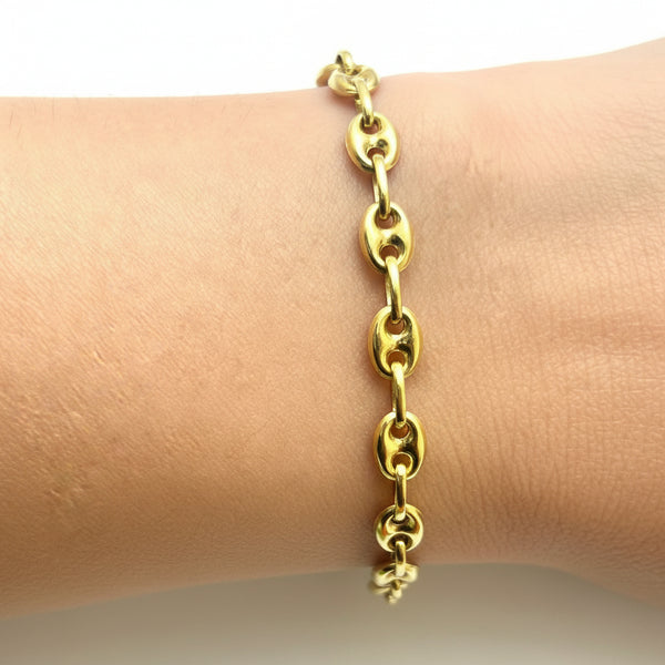Bracelet Maillon Grain de Café en Or Jaune 18k