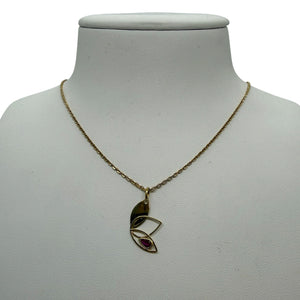 Pendentif fantaisie en or jaune avec pierre rouge 18K - 0.60 G