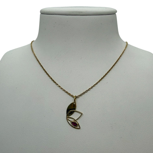 Pendentif fantaisie en or jaune avec pierre rouge 18K - 0.60 G