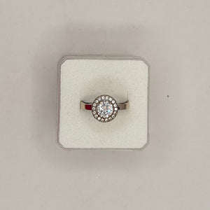 Bague Or blanc avec Oxyde de Zirconium T58