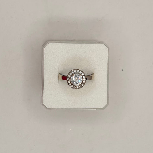 Bague Or blanc avec Oxyde de Zirconium T58