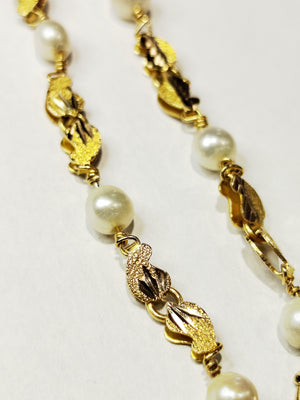Collier Ras du Cou en Or Jaune 18K avec Perles - 13.54 Grs