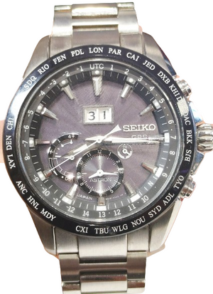 Montre Seiko Astron SBX149, Chronographe, Acier Noir, 2010 Très Bon Etat