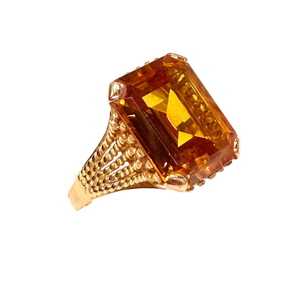 Bague en Or Jaune 18K avec Citrine - Taille 63