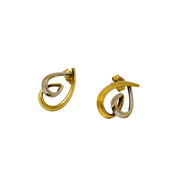 Boucles d'oreilles Or Jaune et Or Gris 18K