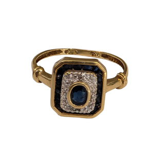 Bagues en Or Jaune avec Diamants et Saphir Taille -53