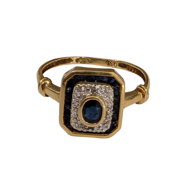 Bagues en Or Jaune avec Diamants et Saphir Taille -53