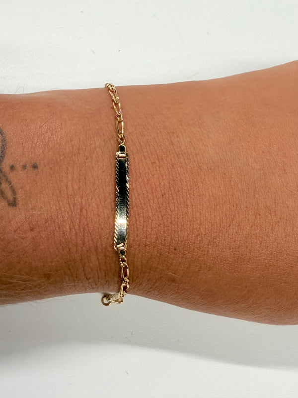 Bracelet Identité Enfant Or Jaune 18k - Gourmette Figaro