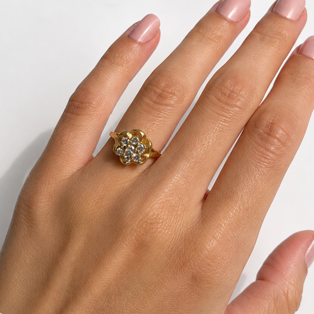 Bague Chou Or Jaune 18 Carats Pierres Oxyde