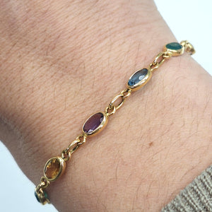 Bracelet Maillon en Or Jaune 18K avec Pierres Naturelles