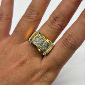 Bague Tank en Or Jaune 18K Ornée de 36 diamants
