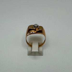 Bague Tank Or Jaune 18K avec Diamant