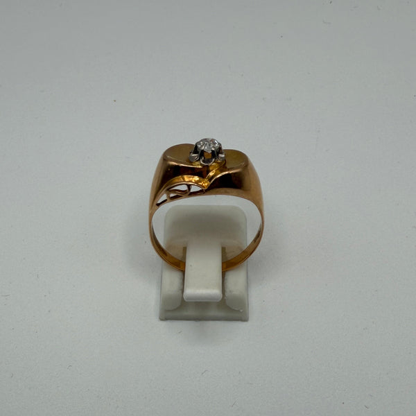 Bague Tank Or Jaune 18K avec Diamant