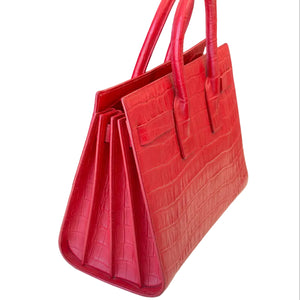Sac à main Saint Laurent cuir de veau rouge crocodile