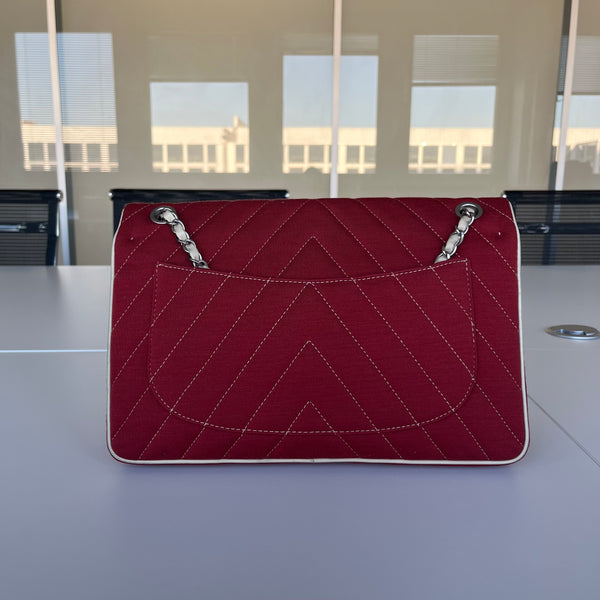 Sac à main Chanel Léo Vintage en jersey rouge - Fermoir tête
