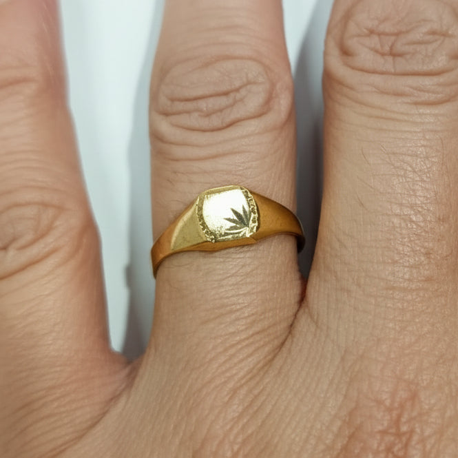 Chevalière vintage en or jaune 18k - 1.63 G - Taille : 56