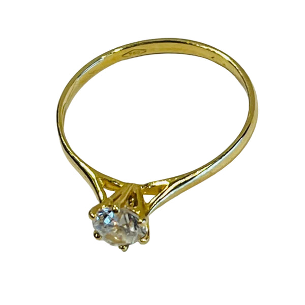Superbe Bague Solitaire en Or Jaune 18K - 1.48Grs - T56
