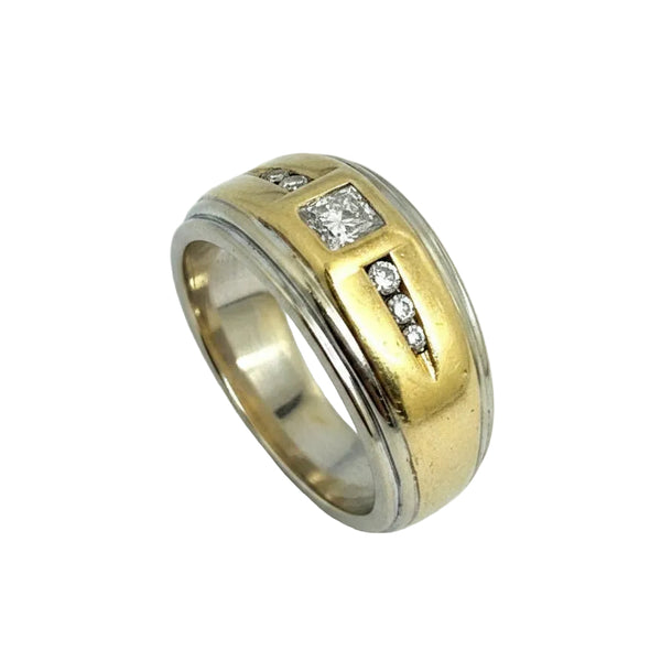Chevalière Or avec 7 diamants 18k - 10.20Grs - T59