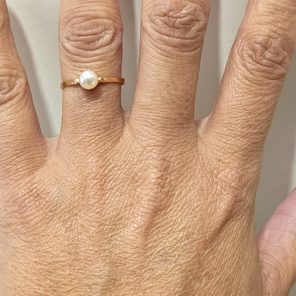 Bague Solitaire Or Jaune 18K avec Perle