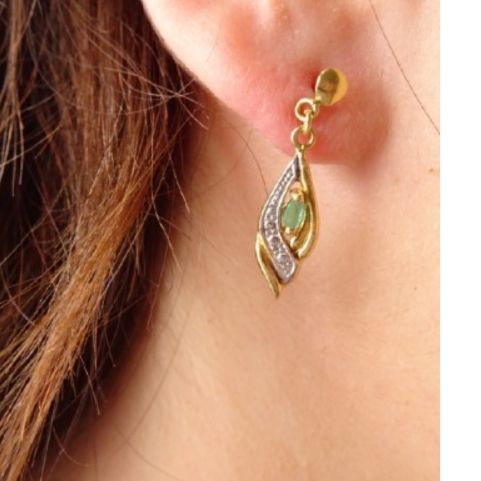 Boucles d'oreilles pendantes en Or jaune 18K - 1.37g