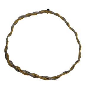 Collier Ras du Cou Tressé  en Or Jaune et Gris 18K - 42.5cm - 17.07g