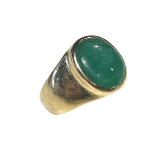 Bague en Or Jaune 18k avec Jade - T53