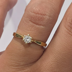Solitaire en Or Jaune 18K avec Diamant