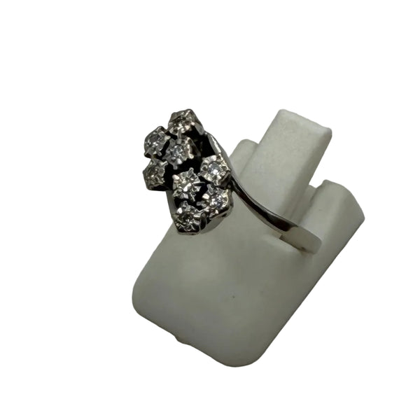 Bague en Or Blanc 18K avec Oxydes de Zirconium - T51.5 - 3.71gr