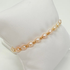 Bracelet avec perles d'eau douce en Or jaune 18K
