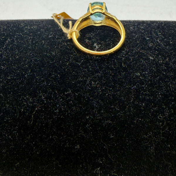 Bague vintage trilogie aigue-marine et oxyde de zirconium 18K - T 52