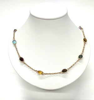 Collier Ras du Cou Or 18k avec Pierres Semi-Précieuses