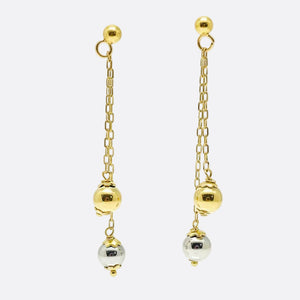 Boucles d'oreilles pendantes en or jaune et blanc 18k - 1.63 G