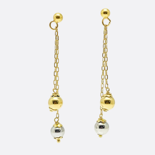 Boucles d'oreilles pendantes en or jaune et blanc 18k - 1.63 G