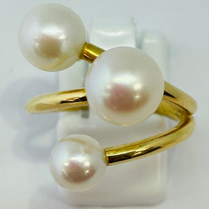 Bagues perles en or jaune 18 carats, taille 52