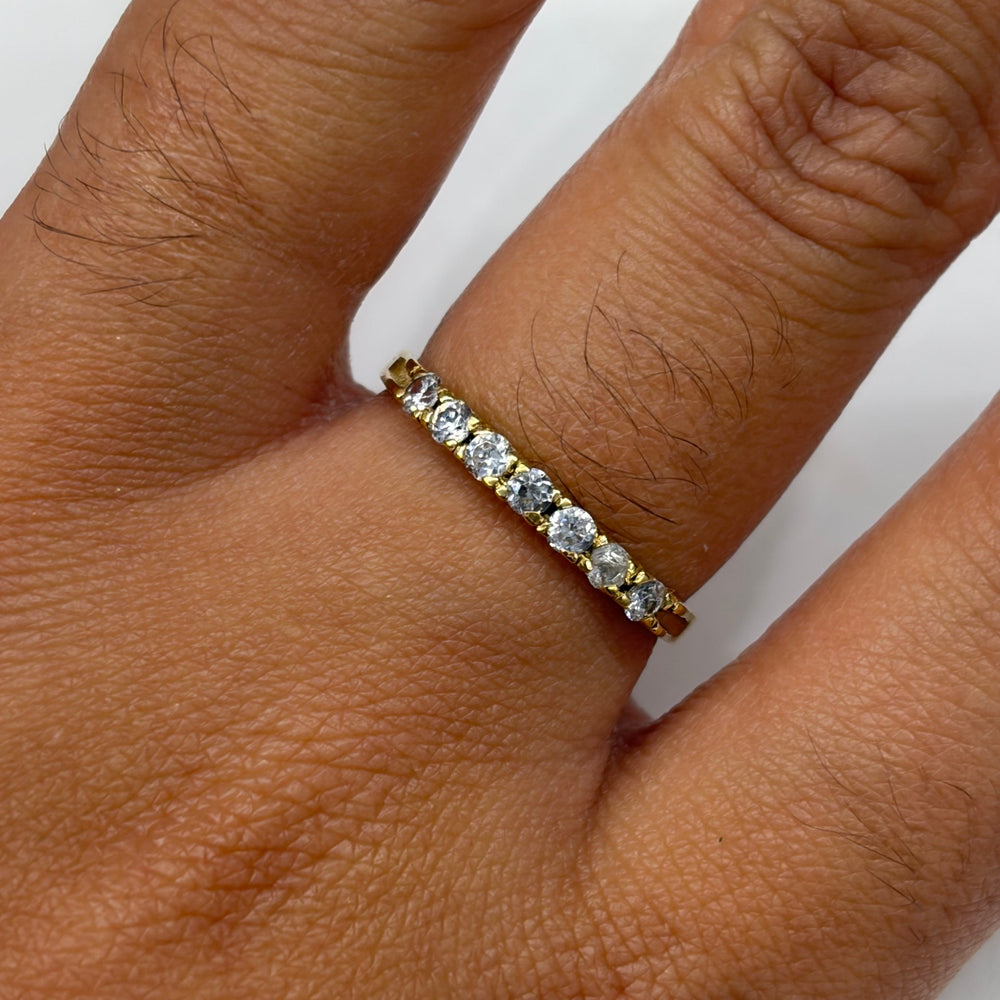 Bague Demi Tour Or Jaune 18k 750 avec oxyde de zirconium