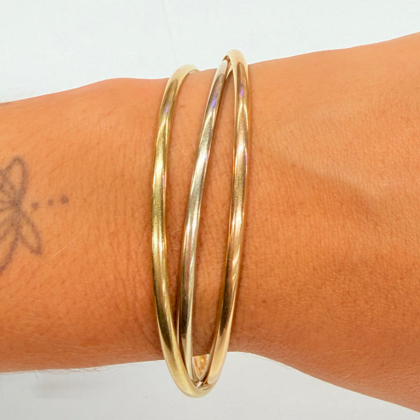 Bracelet jonc en or jaune, blanc et rose 18 K