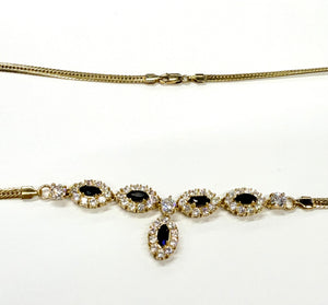 Parure 18K Collier, Bracelet et Boucles d'oreille Saphirs et Zirconiums