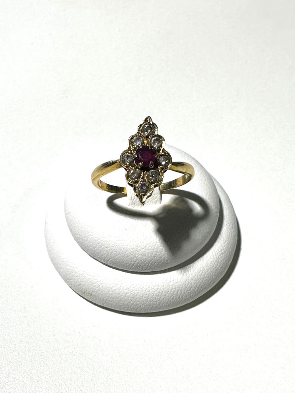 Bague Marquise en Or Jaune 18K - 2.13 Grs - Taille 51